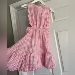 Zara Pink Gingham Tiered Casual Dress Size 13-14